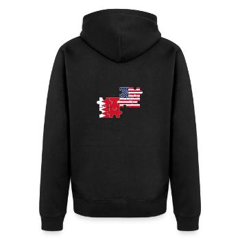 Bahrain USA Herzschlag Flagge Amerikaner Bahraini - Unisex Premium Bio Zip Hoodie - Schwarz - Hinten - Nico (187cm)