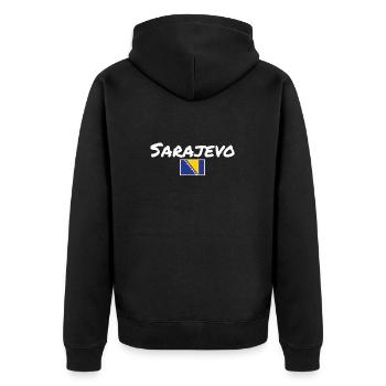 Sarajevo Bosnien Vintage Bosnische Flagge Bosnier - Unisex Premium Bio Zip Hoodie - Schwarz - Hinten - Nico (187cm)