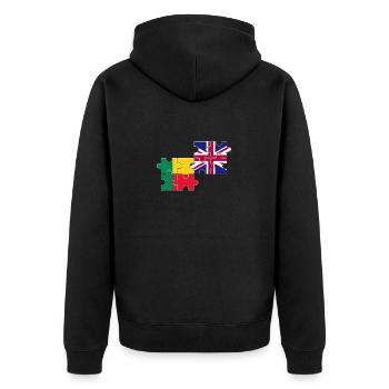 Benin UK Flagge Britischer Beniner - Unisex Premium Bio Zip Hoodie - Schwarz - Hinten - Nico (187cm)