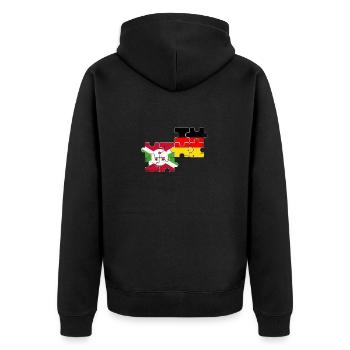 Burundi Deutschland Vintage Flagge Burundier - Unisex Premium Bio Zip Hoodie - Schwarz - Hinten - Nico (187cm)