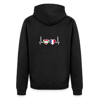 Burundi Frankreich Herzschlag Flagge Burundier - Unisex Premium Bio Zip Hoodie - Schwarz - Hinten - Nico (187cm)