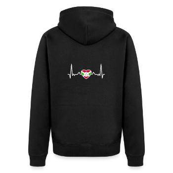 Burundi Herzschlag Burundische Flagge Burundier - Unisex Premium Bio Zip Hoodie - Schwarz - Hinten - Nico (187cm)