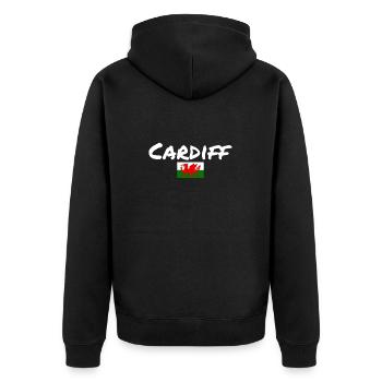 Cardiff Wales Welsh flag Welsh - Unisex Premium Organic Zip Hoodie - black - Back - Nico (187cm)