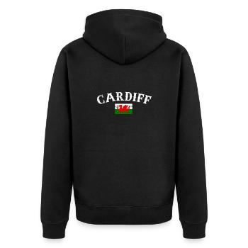 Cardiff Wales Vintage Welsh Flag Welsh - Unisex Premium Organic Zip Hoodie - black - Back - Nico (187cm)