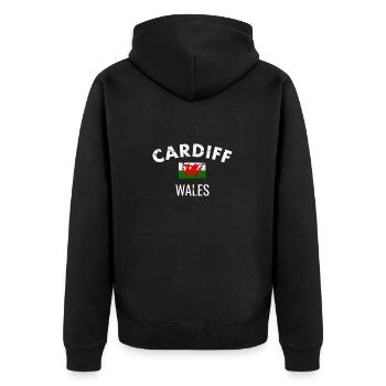 Cardiff Wales Vintage Welsh Flag Welsh - Unisex Premium Organic Zip Hoodie - black - Back - Nico (187cm)