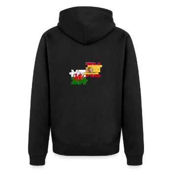 Wales Spanien Vintage Flagge Spanier Waliser - Unisex Premium Bio Zip Hoodie - Schwarz - Hinten - Nico (187cm)