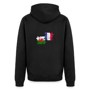 Wales France Vintage Flag French Welsh - Unisex Premium Organic Zip Hoodie - black - Back - Nico (187cm)