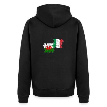 Wales Italy Vintage Flag Italian Welsh - Unisex Premium Organic Zip Hoodie - black - Back - Nico (187cm)