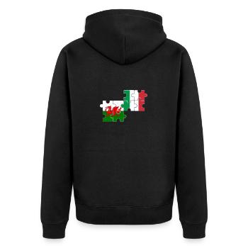 Wales Italien Flagge Italiener Waliser - Unisex Premium Bio Zip Hoodie - Schwarz - Hinten - Nico (187cm)