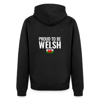 Proud To Be Welsh Wales Welsh Flag Welsh - Unisex Premium Organic Zip Hoodie - black - Back - Nico (187cm)