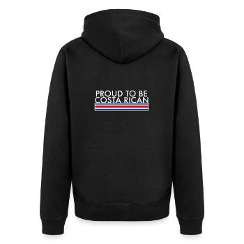Proud To Be Costa Rican Costa-Ricanische Flagge - Unisex Premium Bio Zip Hoodie - Schwarz - Hinten - Nico (187cm)