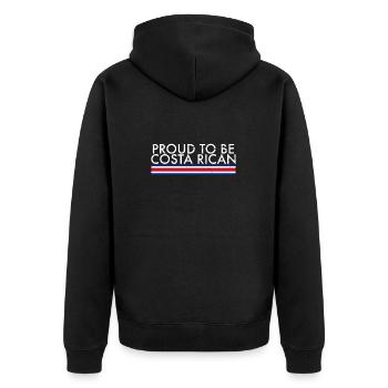 Proud To Be Costa Rican Vintage Flagge - Unisex Premium Bio Zip Hoodie - Schwarz - Hinten - Nico (187cm)