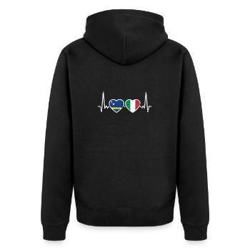 Curaçao Italy Vintage Heartbeat Flag - Unisex Premium Organic Zip Hoodie - black - Back - Nico (187cm)