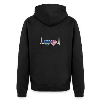 Curaçao, États-Unis, Heartbeat Flag - Veste à capuche bio Premium Unisexe - noir - Dos - Nico (187cm)