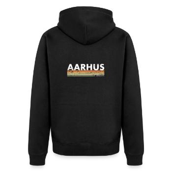 Aarhus Denmark Denmark Vintage Proud Dane - Unisex Premium Organic Zip Hoodie - black - Back - Nico (187cm)
