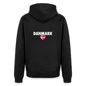Danmark Denmark Danish flag Proud Dane - Unisex Premium Organic Zip Hoodie - black - Back - Nico (187cm)