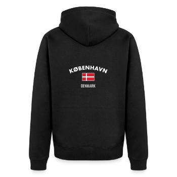 København Denmark Danish flag Proud Dane - Unisex Premium Organic Zip Hoodie - black - Back - Nico (187cm)