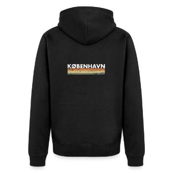 København Denmark Dänemark Vintage Dänische - Unisex Premium Bio Zip Hoodie - Schwarz - Hinten - Nico (187cm)