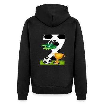 Fußball 7 Geburtstag Fußballspieler Fussball - Unisex Premium Bio Zip Hoodie - Schwarz - Hinten - Nico (187cm)