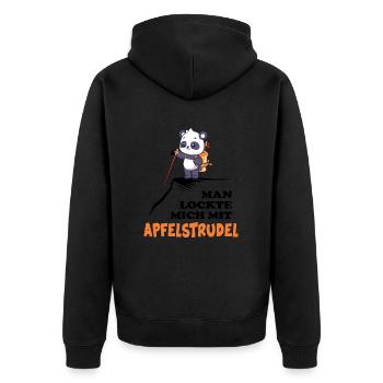 bergwandern via ferrata servus alpin apfelstrudel - Unisex Premium Bio Zip Hoodie - Schwarz - Hinten - Nico (187cm)