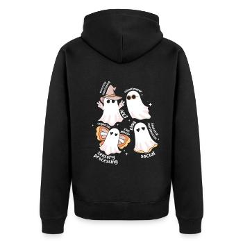 Skull Horror Halloween Gift - Unisex Premium Organic Zip Hoodie - black - Back - Nico (187cm)