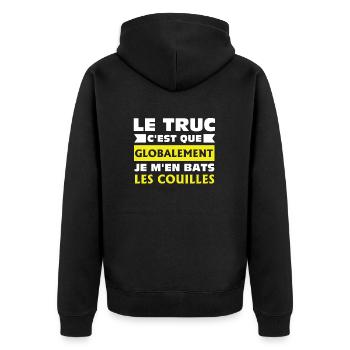 Le truc c'est que globalement cadeau original - Veste à capuche bio Premium Unisexe - noir - Dos - Nico (187cm)
