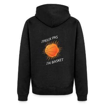 Maillot Basket Homme Femme Enfant Basketball - Veste à capuche bio Premium Unisexe - noir - Dos - Nico (187cm)