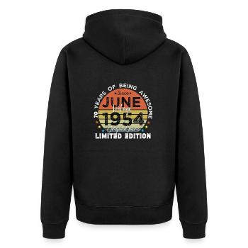70 Years Old Made In 1954 Vintage June 1954 - Veste à capuche bio Premium Unisexe - noir - Dos - Nico (187cm)