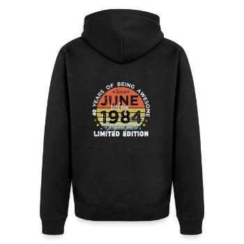40 Years Old Made In 1984 Vintage June 1984 - Veste à capuche bio Premium Unisexe - noir - Dos - Nico (187cm)