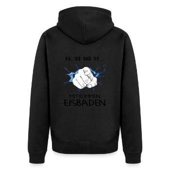 Eisbaden Winterbader-Motivation Eisbader - Unisex Premium Bio Zip Hoodie - Schwarz - Hinten - Nico (187cm)