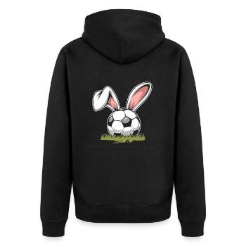 Football avec oreilles de lapin de Pâques - Veste à capuche bio Premium Unisexe - noir - Dos - Nico (187cm)