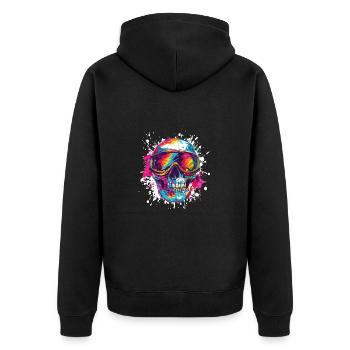 Ski Ski Goggles Skull - Unisex Premium Organic Zip Hoodie - black - Back - Nico (187cm)