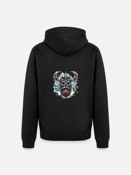 Viking Skull - Unisex Premium Organic Zip Hoodie - black