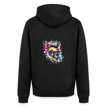 Punker Totenkopf Party - Unisex Premium Bio Zip Hoodie - Schwarz - Hinten - Nico (187cm)