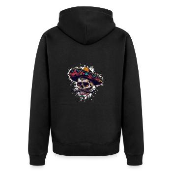 Crâne Mexicain Sombrero - Veste à capuche bio Premium Unisexe - noir - Dos - Nico (187cm)