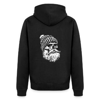 Holzfäller Skull - Unisex Premium Bio Zip Hoodie - Schwarz - Hinten - Nico (187cm)