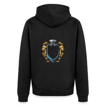 Wappen Symbol - Unisex Premium Bio Zip Hoodie - Schwarz - Hinten - Nico (187cm)