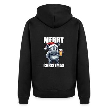 Bière de rhinocéros Joyeux Noël - Veste à capuche bio Premium Unisexe - noir - Dos - Nico (187cm)