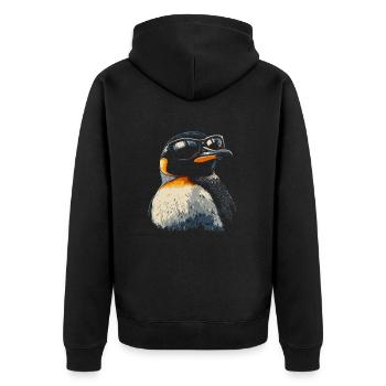 Penguin Cool Sunglasses Animals Animal - Unisex Premium Organic Zip Hoodie - black - Back - Nico (187cm)