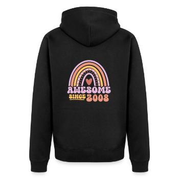 Großartig seit 2008 Retro Vintage Geburtstag - Unisex Premium Bio Zip Hoodie - Schwarz - Hinten - Nico (187cm)