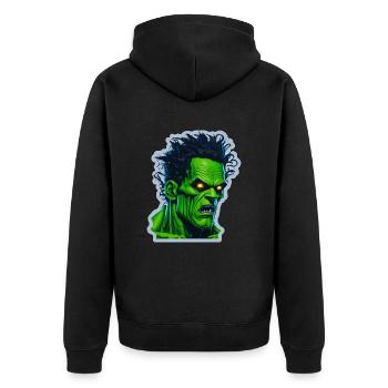 monstre vert d’halloween - Veste à capuche bio Premium Unisexe - noir - Dos - Nico (187cm)