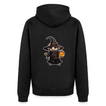 Halloween Mouse Wizard - Unisex Premium Organic Zip Hoodie - black - Back - Nico (187cm)