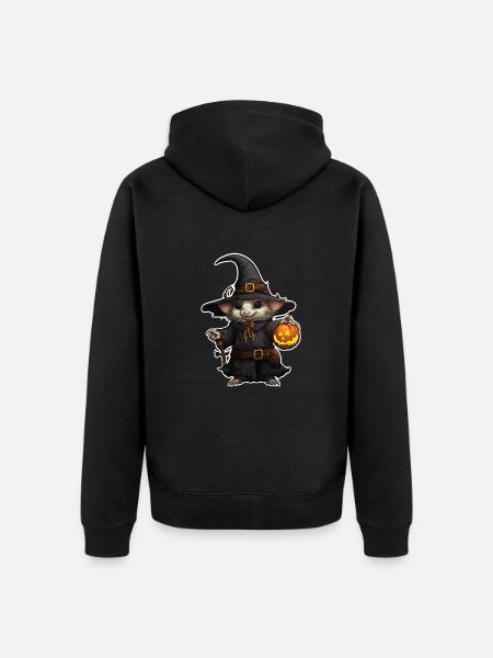 Halloween Mouse Wizard - Unisex Premium Organic Zip Hoodie - black
