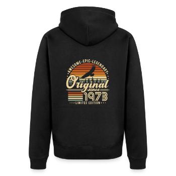 1973 Jahrgang Retro Vintage Geburstag Geschenk - Unisex Premium Bio Zip Hoodie - Schwarz - Hinten - Nico (187cm)