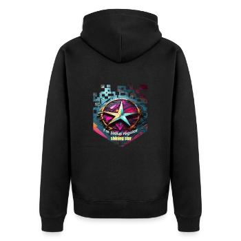 shining star - Unisex Premium Bio Zip Hoodie - Schwarz - Hinten - Nico (187cm)