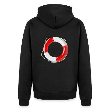 Rettungsring Boot - Unisex Premium Bio Zip Hoodie - Schwarz - Hinten - Nico (187cm)
