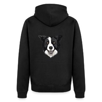 Border Collie - Unisex Premium Bio Zip Hoodie - Schwarz - Hinten - Nico (187cm)