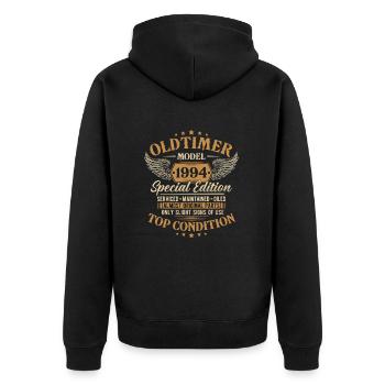 Oldtimer 1994 Jahrgang geboren Geburtstag Geschenk - Unisex Premium Bio Zip Hoodie - Schwarz - Hinten - Nico (187cm)