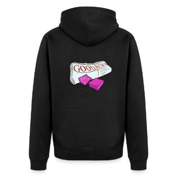 The Good News of Jesus Christ - Unisex Premium Organic Zip Hoodie - black - Back - Nico (187cm)