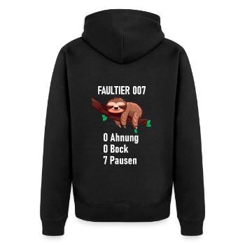 Faultier Geschenk Lustig Agent Arbeit - Unisex Premium Bio Zip Hoodie - Schwarz - Hinten - Nico (187cm)